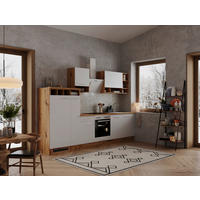 KÜCHENBLOCK 310 cm   in Weiss, Wildeiche  - Wildeiche/Weiss, Basics, Holzwerkstoff/Metall (310cm) - Respekta