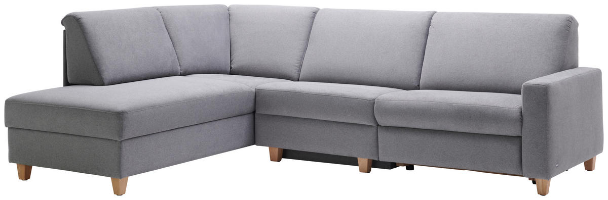 ECKSOFA in Flachgewebe Grau  203/261 cm  - Eichefarben/Grau, KONVENTIONELL, Holz/Textil (203/261cm) - Sedda