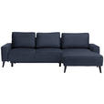 ECKSOFA in Velours Blau  - Blau/Schwarz, Basics, Holz/Textil (260/161cm) - Carryhome