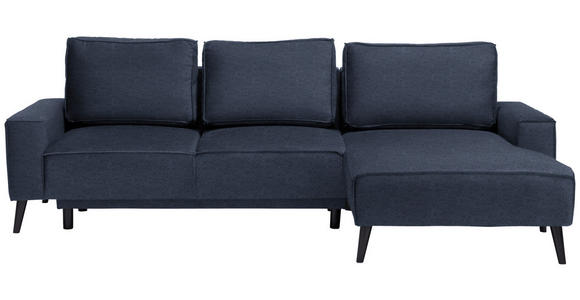 ECKSOFA in Velours Blau  - Blau/Schwarz, Basics, Holz/Textil (260/161cm) - Carryhome