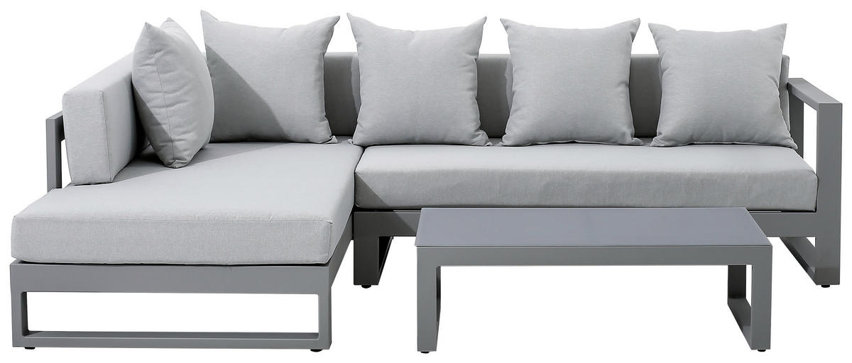 LOUNGEGARNITUR 180/248 cm Aluminium  - Hellgrau, Basics, Glas/Textil (180/248cm) - Amatio