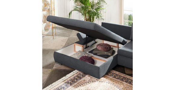 ECKSOFA in Flachgewebe Hellgrau  - Silberfarben/Hellgrau, Design, Textil/Metall (174/306cm) - Carryhome