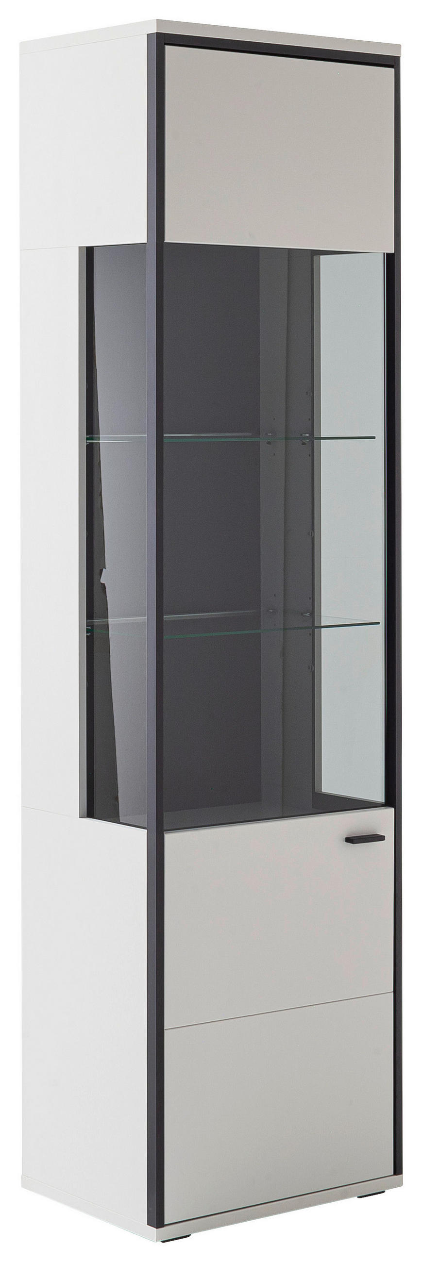VITRINE Schwarz, Weiss  54/199/38 cm  - Weiss/Schwarz, Design, Glas/Holzwerkstoff (54/199/38cm) - Stylife