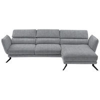 ECKSOFA in Velours Silberfarben  - Silberfarben/Schwarz, Design, Textil/Metall (283/153cm) - Valdera