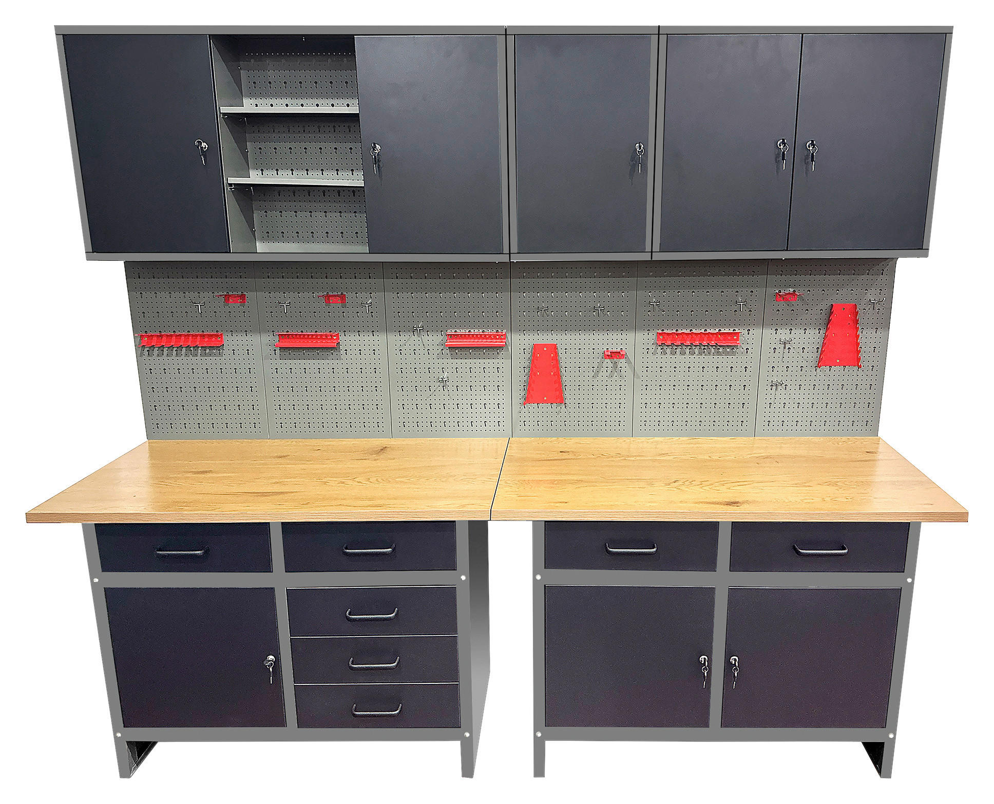 WERKZEUGWAND  - Schwarz, MODERN, Holz/Metall (240cm) - Prestige Home