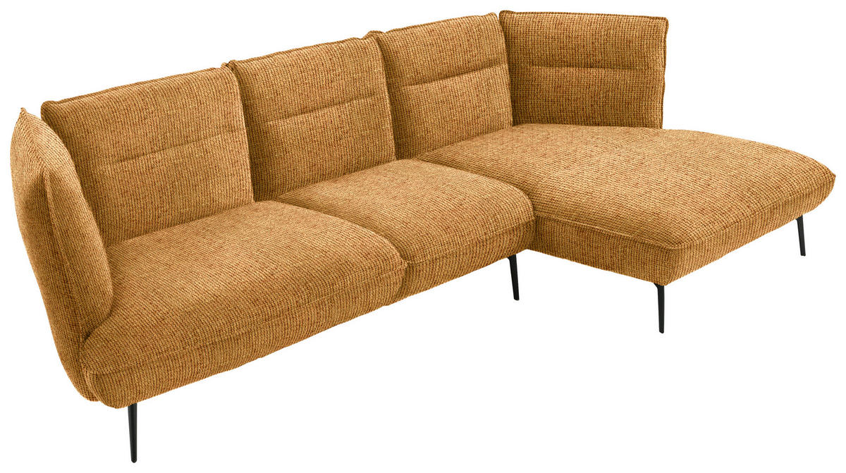 ECKSOFA in Flachgewebe Currygelb  - Currygelb/Schwarz, Design, Textil/Metall (339/153cm) - Moderano