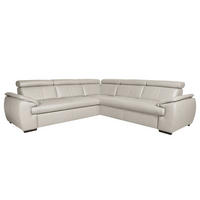 ECKSOFA  in Echtleder Platinfarben  - Platinfarben/Schwarz, Design, Leder/Holz (265/265cm) - Livetastic