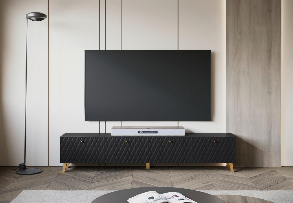 LOWBOARD  in 190/40/32 cm  - Goldfarben/Schwarz, Trend, Holzwerkstoff/Kunststoff (190/40/32cm) - Livetastic