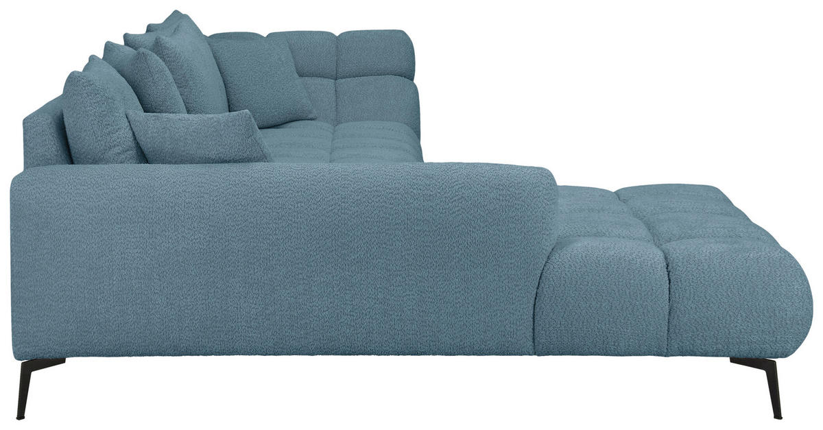 ECKSOFA Blaugrau Bouclé Zierkissen, Rückenkissen, Rücken echt  - Blaugrau/Schwarz, MODERN, Textil/Metall (217/318cm) - Carryhome