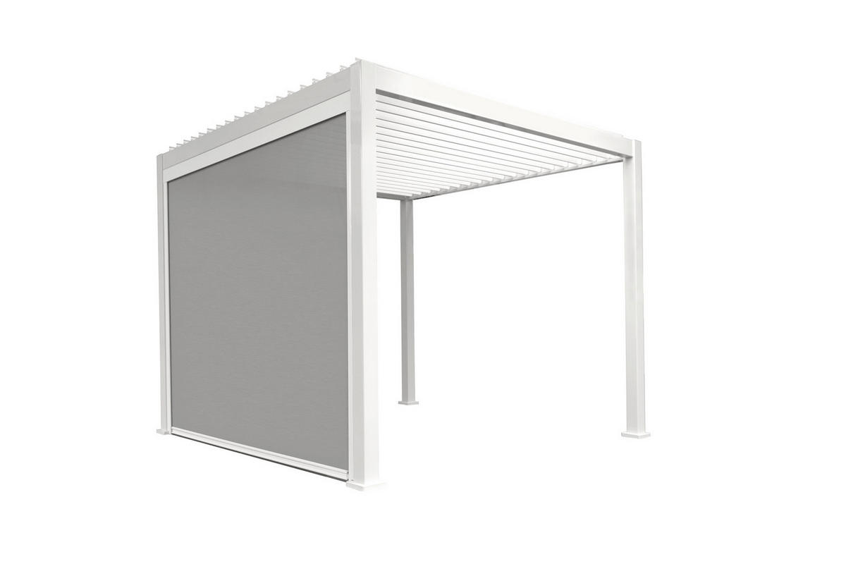 Pergola-Rollo Mirador - Weiss/Grau, Modern, Textil/Metall (300/250/10cm) - Gardenson