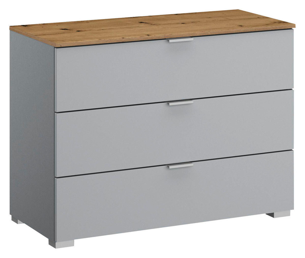 KOMMODE  in 80/61/42 cm  - Eichefarben/Alufarben, Trend, Holzwerkstoff/Kunststoff (80/61/42cm) - Stylife