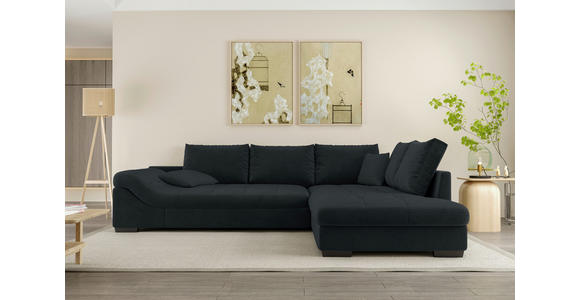 ECKSOFA Anthrazit Cord - Anthrazit/Schwarz, KONVENTIONELL, Holz/Textil (298/202cm) - Carryhome