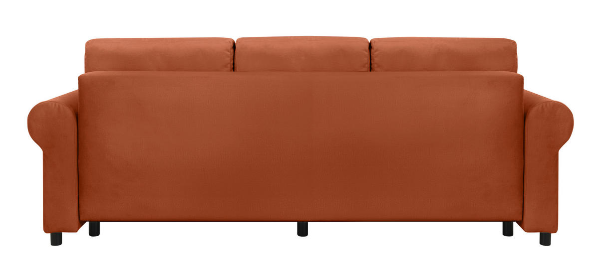 SCHLAFSOFA  mit Bettkasten erhältlich, Liegefunktion, Rücken echt, Armteil links, Armteil rechts Terracotta  - Buchefarben/Terracotta, Design, Holz/Textil (240/94/98cm) - MID.YOU