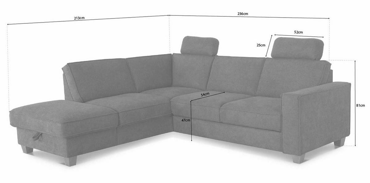ECKSOFA in Flachgewebe Creme  - Eichefarben/Creme, Konventionell, Holz/Textil (213/236cm) - Sit & More