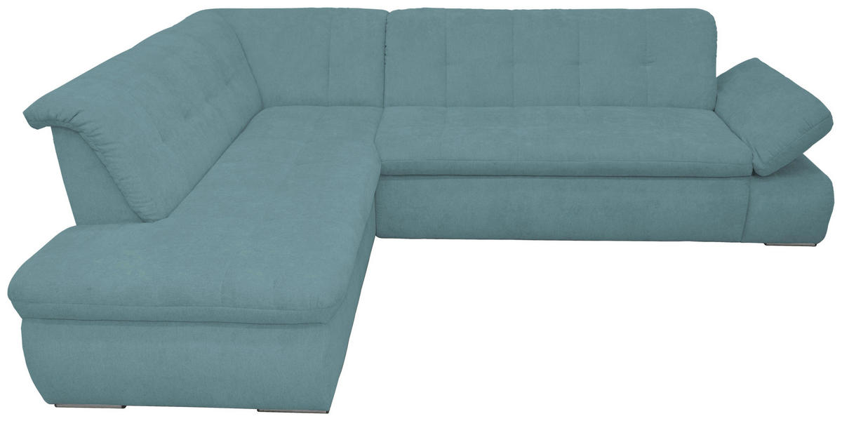 ECKSOFA Petrol Mikrofaser  - Chromfarben/Petrol, KONVENTIONELL, Textil/Metall (216/273cm) - MID.YOU