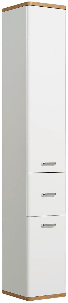 HOCHSCHRANK 30/185,5/33 cm  - Chromfarben/Eichefarben, KONVENTIONELL, Glas/Holzwerkstoff (30/185,5/33cm) - Xora
