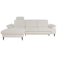 ECKSOFA ALMA in Chenille Creme  191/285 cm  - Creme/Schwarz, Design, Textil/Metall (191/285cm) - Livetastic