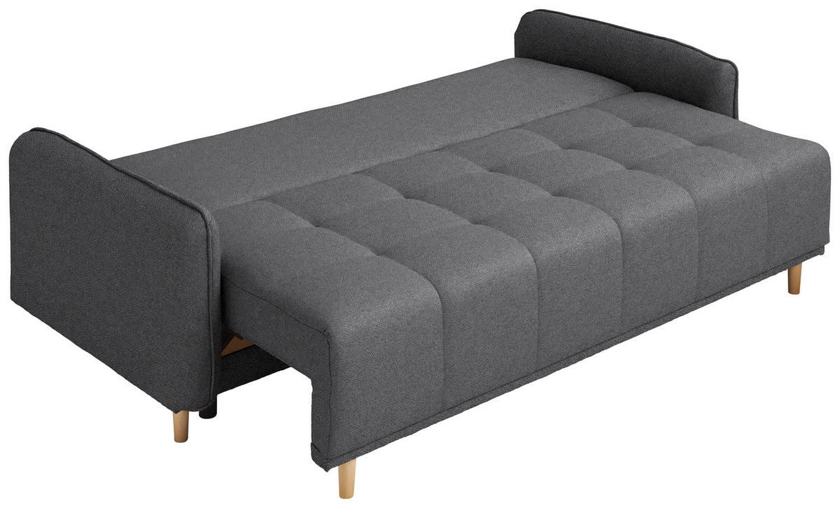 SCHLAFSOFA  in Struktur Grau  - Buchefarben/Grau, Design, Holz/Textil (217/97/101cm) - Carryhome
