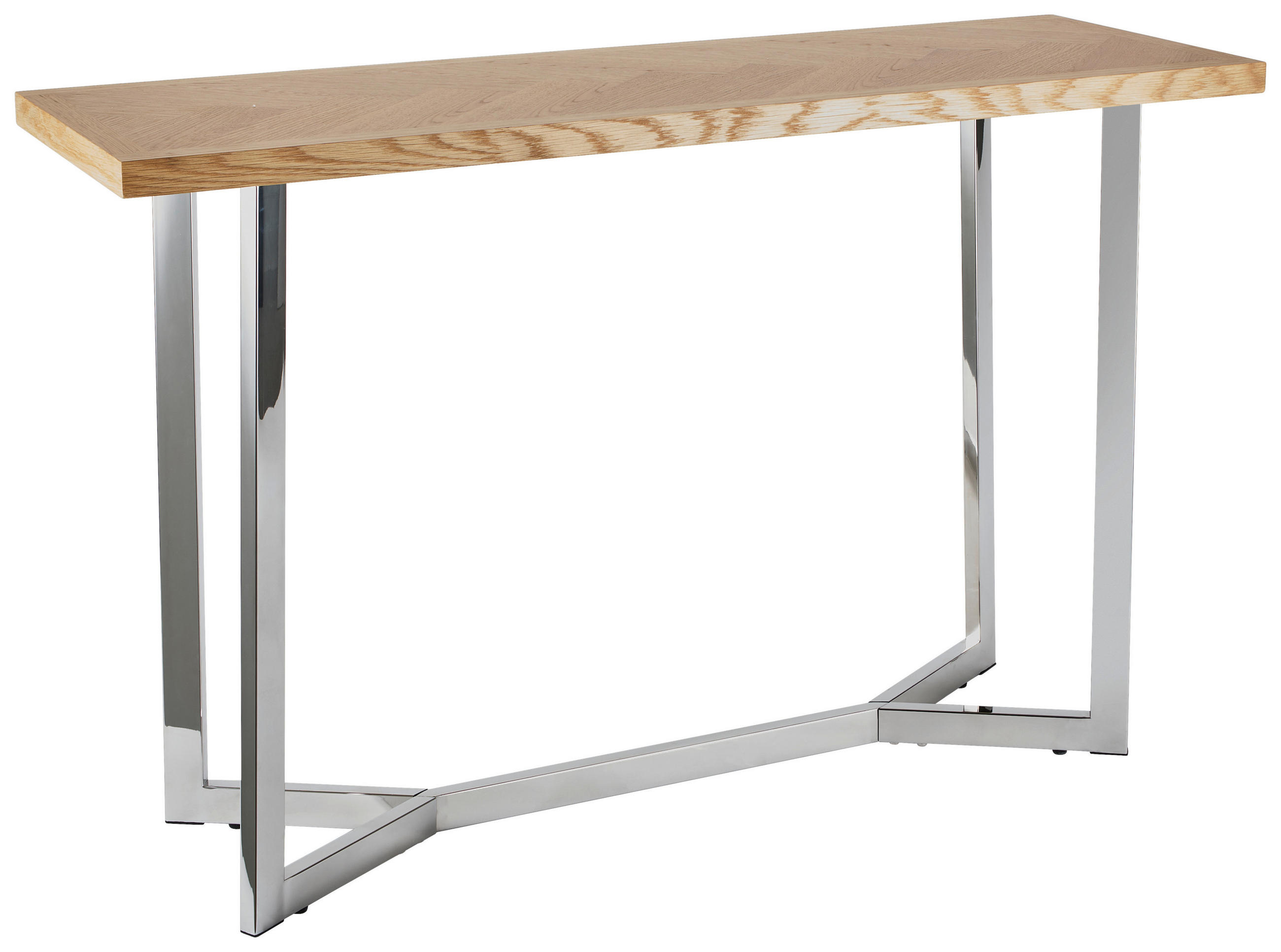 KONSOLENTISCH Eiche furniert Eichefarben, Edelstahlfarben  - Edelstahlfarben/Eichefarben, Design, Holz/Holzwerkstoff (120/78/40cm) - Livetastic
