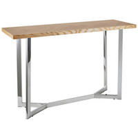 KONSOLENTISCH Eiche furniert Eichefarben, Edelstahlfarben  - Edelstahlfarben/Eichefarben, Design, Holz/Holzwerkstoff (120/78/40cm) - Livetastic