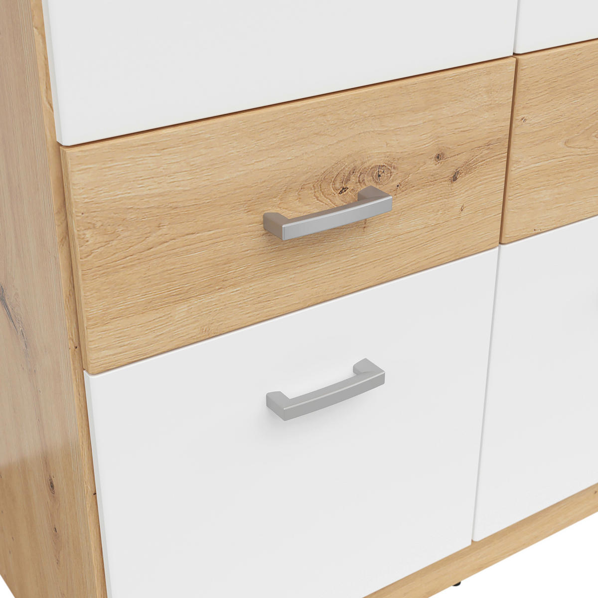 KLEIDERSCHRANK 91/199/58 cm 2-türig Weiß, Eiche Artisan  - Silberfarben/Weiß, KONVENTIONELL, Holzwerkstoff/Kunststoff (91/199/58cm)
