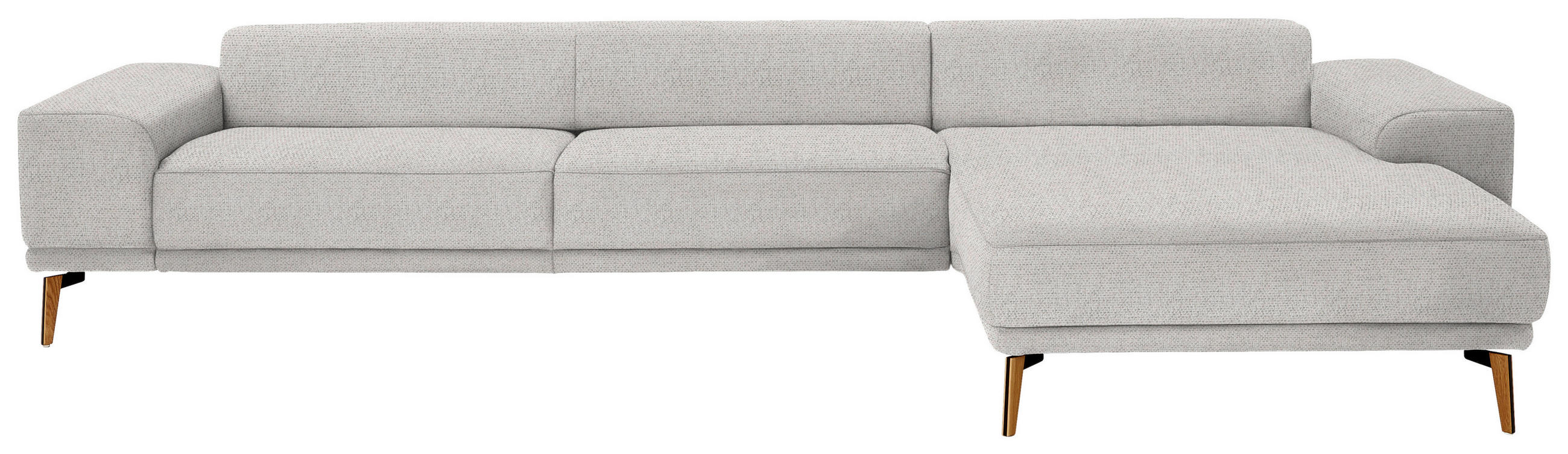 ECKSOFA in Flachgewebe Ecru  - Wildeiche/Ecru, Design, Holz/Textil (334/193cm) - Niels Andersson