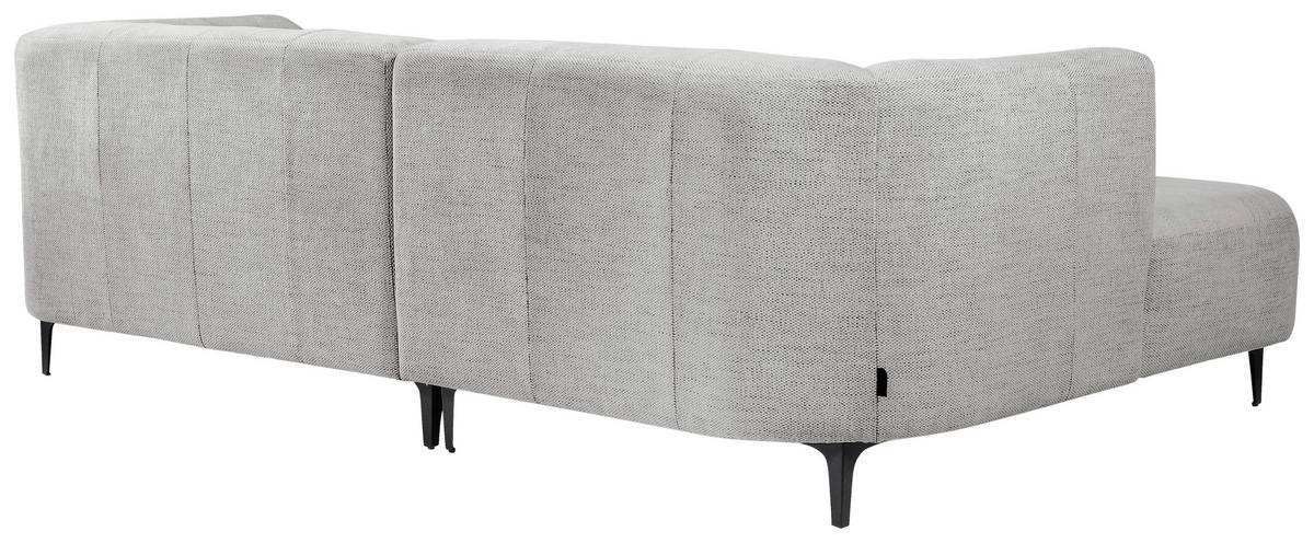 ECKSOFA in Struktur Hellgrau  - Hellgrau/Schwarz, Design, Textil/Metall (158/247cm) - MID.YOU