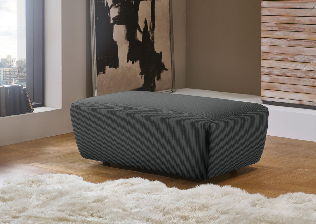ECKSOFA in Feincord Anthrazit  - Anthrazit/Schwarz, Design, Kunststoff/Textil (174/302cm) - Beldomo Style