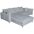 ECKSOFA Silberfarben Chenille  - Chromfarben/Silberfarben, KONVENTIONELL, Textil/Metall (227/329cm) - Carryhome