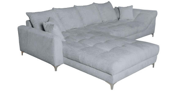 ECKSOFA Silberfarben Chenille - Chromfarben/Silberfarben, KONVENTIONELL, Textil/Metall (227/329cm) - Carryhome