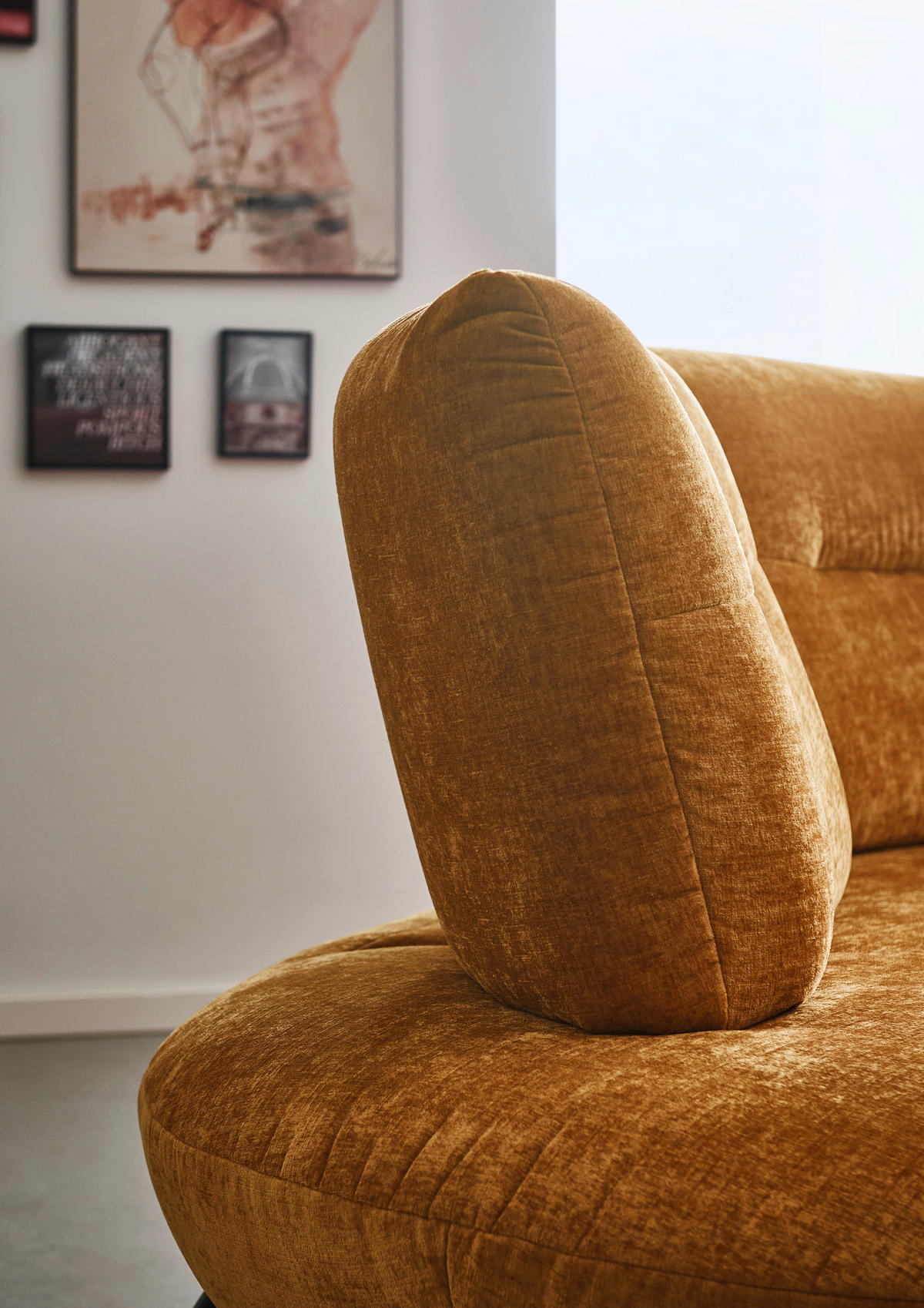 BIGSOFA Flachgewebe Senfgelb  - Senfgelb/Schwarz, Design, Textil/Metall (456/93/138cm) - Moderano