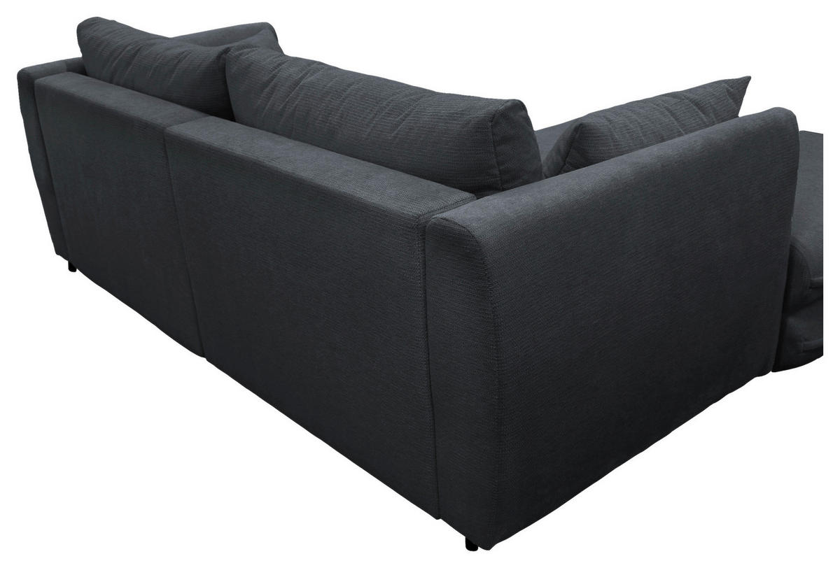 ECKSOFA Schwarz Struktur  - Schwarz, Design, Kunststoff/Textil (201/240cm) - MID.YOU