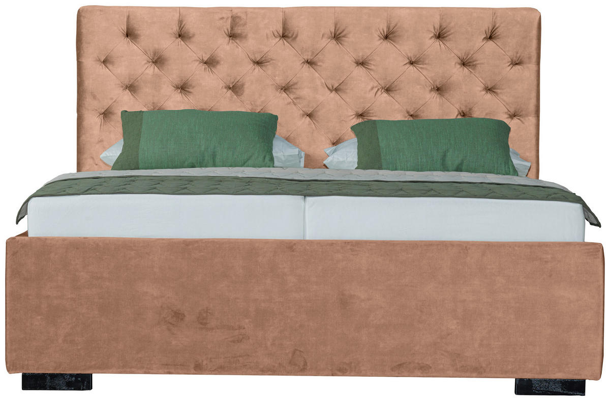 POLSTERBETT 180/200 cm  in Beige  - Beige/Schwarz, Design, Holz/Textil (180/200cm) - Boxxx