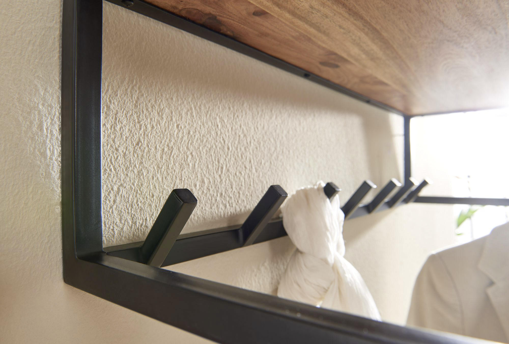 Mid.you Wandgarderobe Schwarz, Akazie