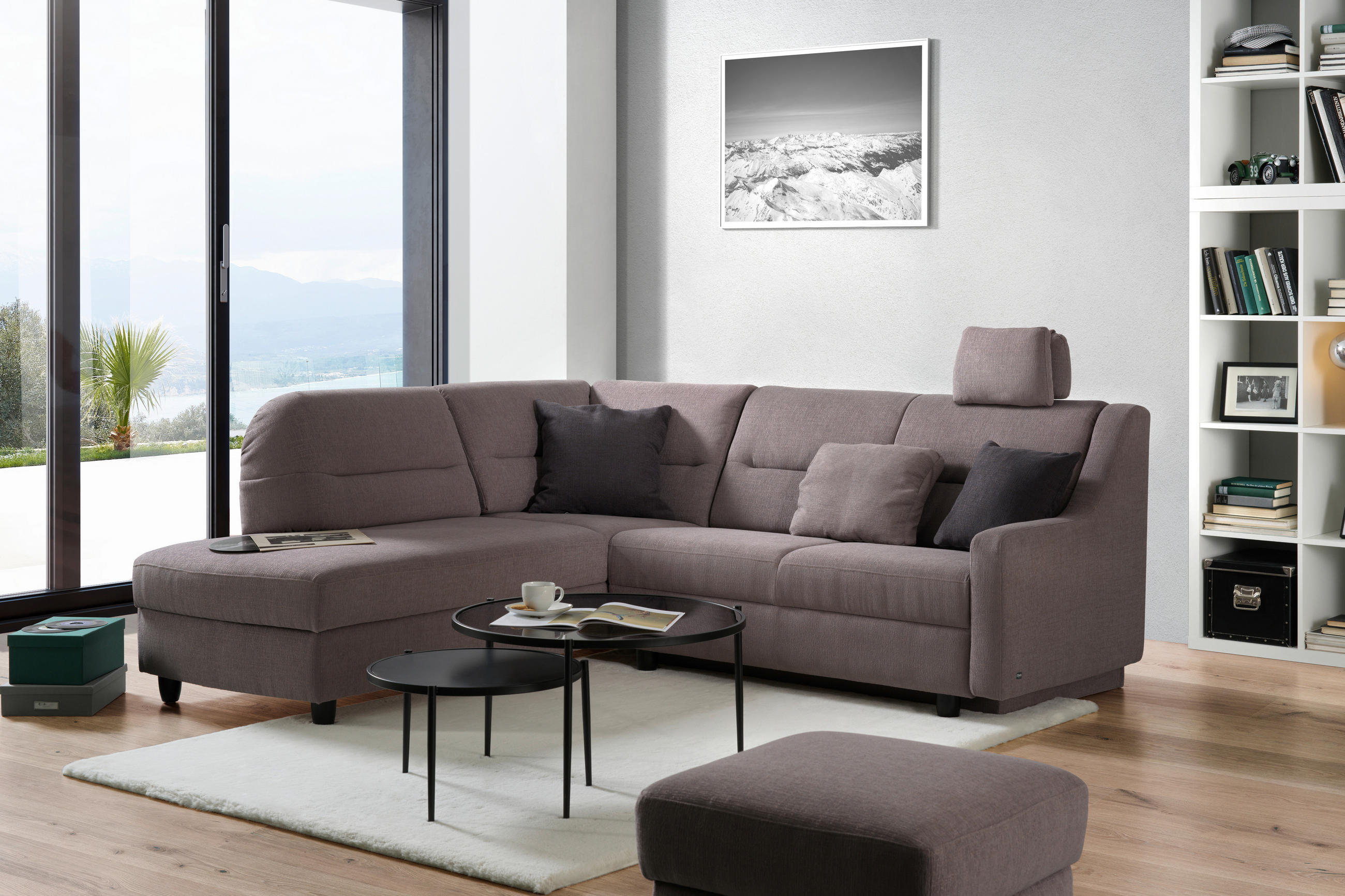 ECKSOFA in Chenille Grau  - Schwarz/Grau, KONVENTIONELL, Textil (226/208cm) - Sedda