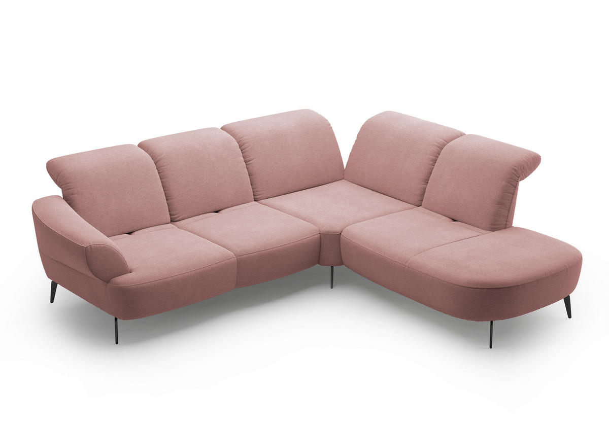 ECKSOFA in Mikrofaser Altrosa  302/270 cm  - Schwarz/Altrosa, MODERN, Textil/Metall (302/270cm) - Sit & More
