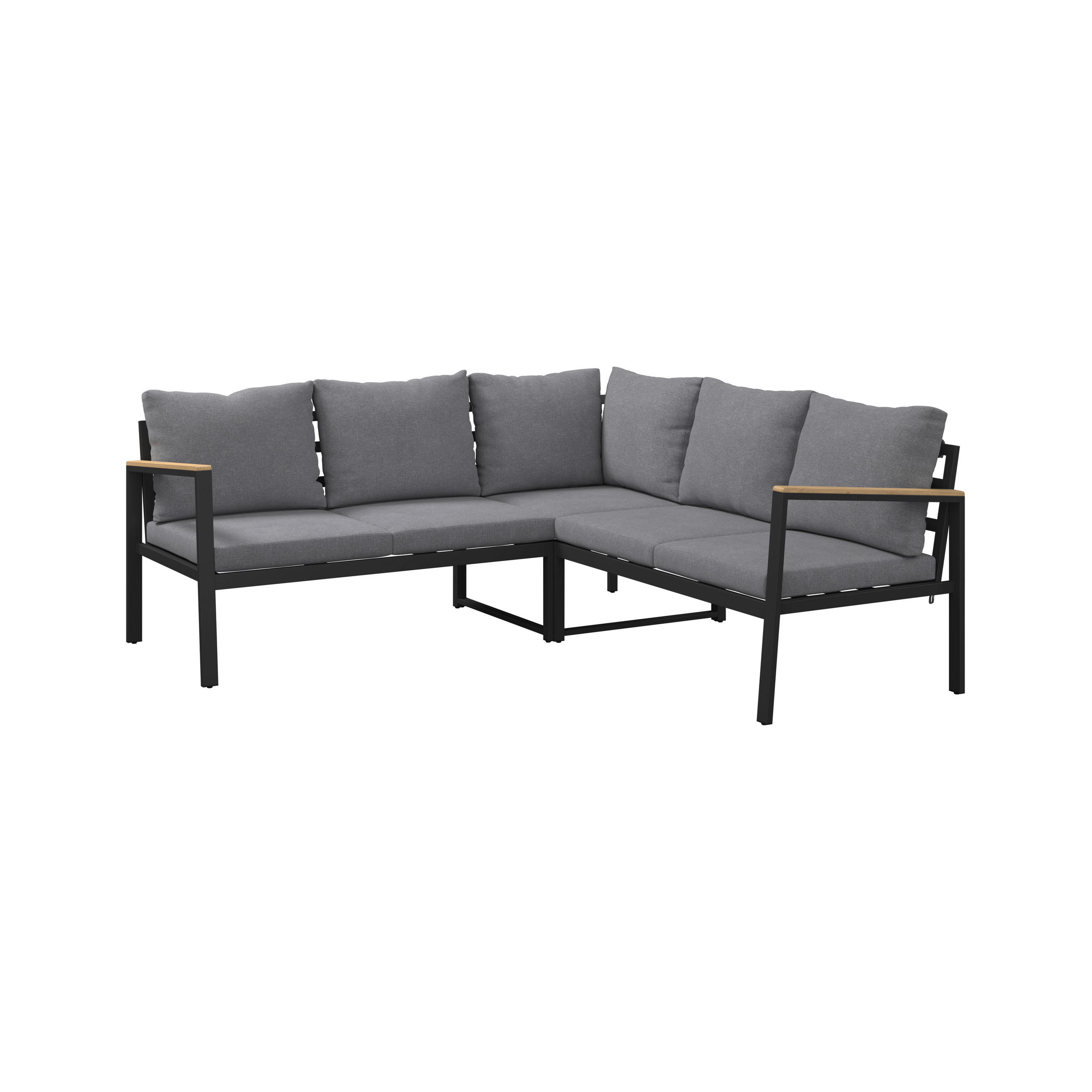 LOUNGEGARNITUR 198/198 cm Akazie massiv Aluminium  - Grau/Akaziefarben, Design, Holz/Textil (198/198cm) - Ambia Garden