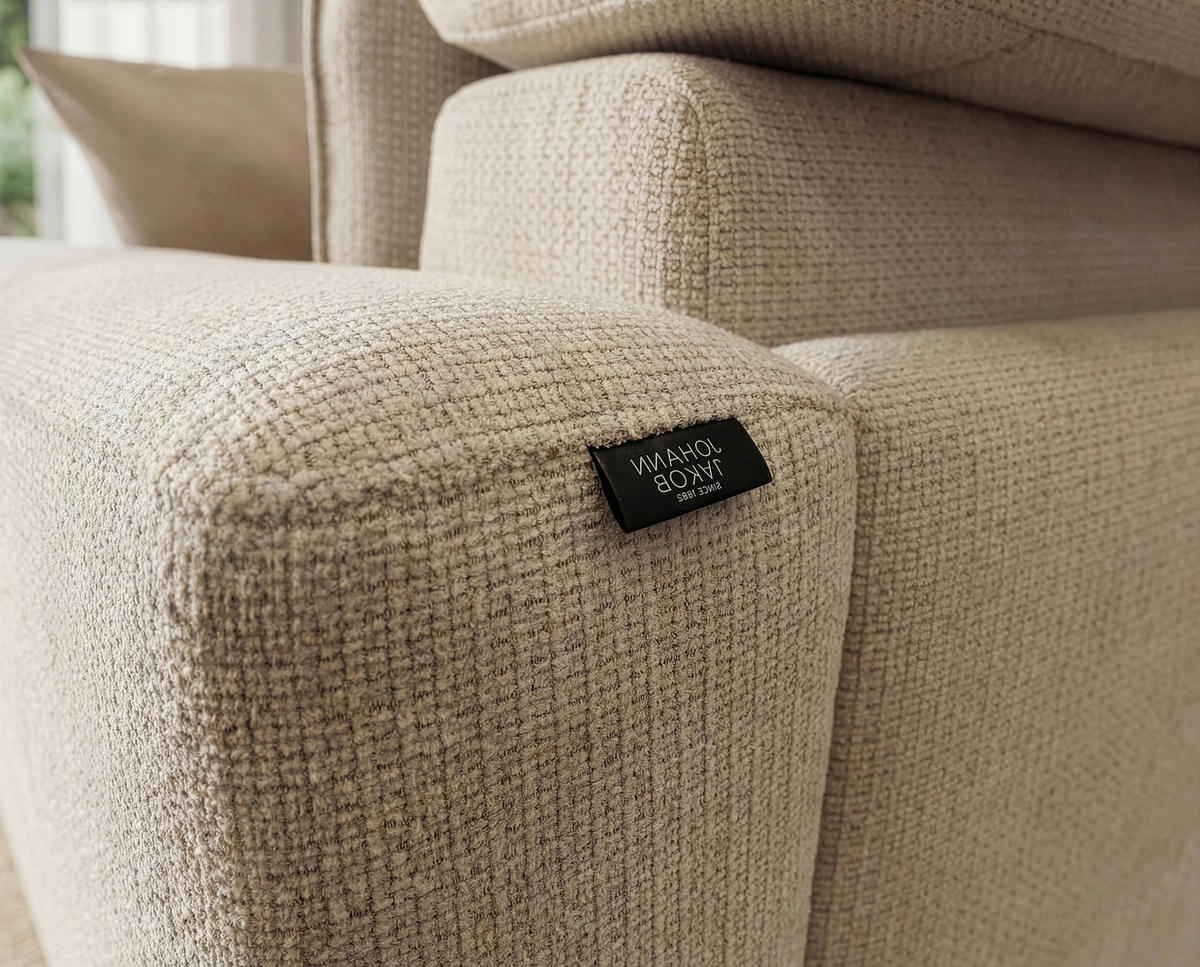 ECKSOFA Creme Flachgewebe  - Beige/Creme, Design, Textil/Metall (177/280cm) - Johann Jakob