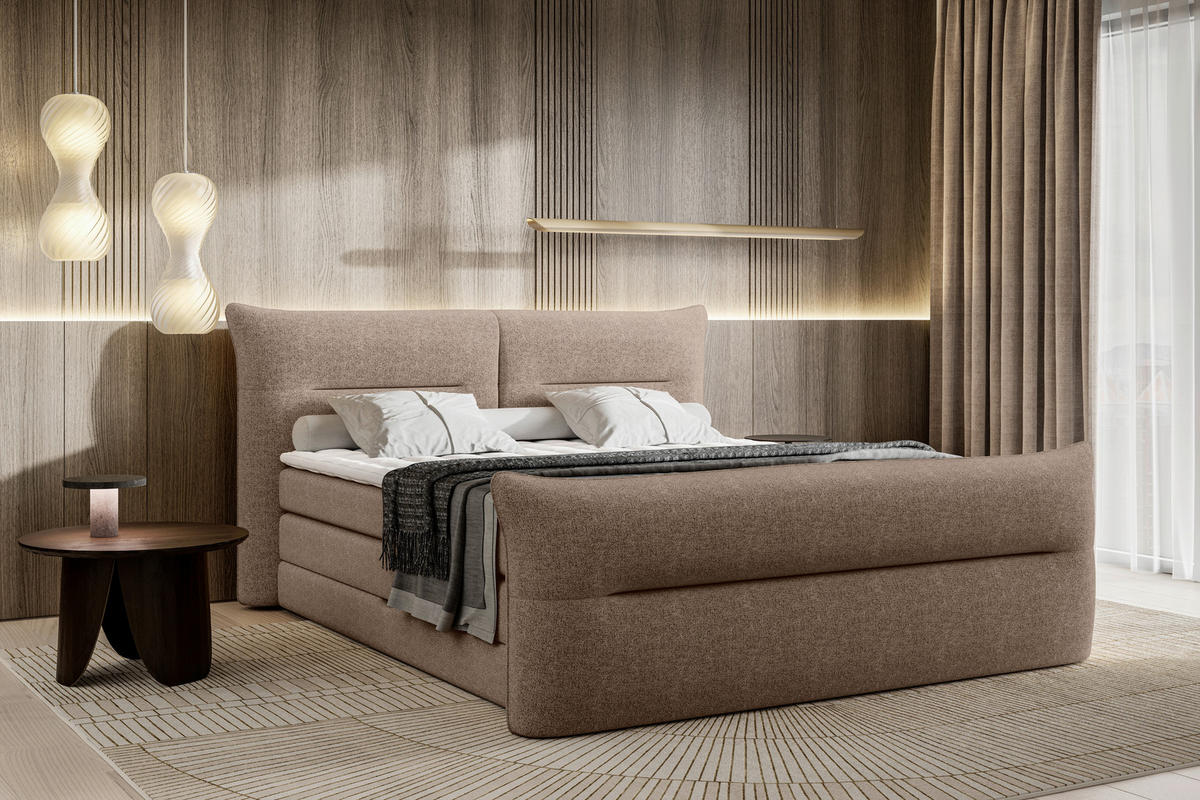 BOXSPRINGBETT 180/200 cm  in Braun  - Schwarz/Braun, Design, Kunststoff/Textil (180/200cm) - Chameo