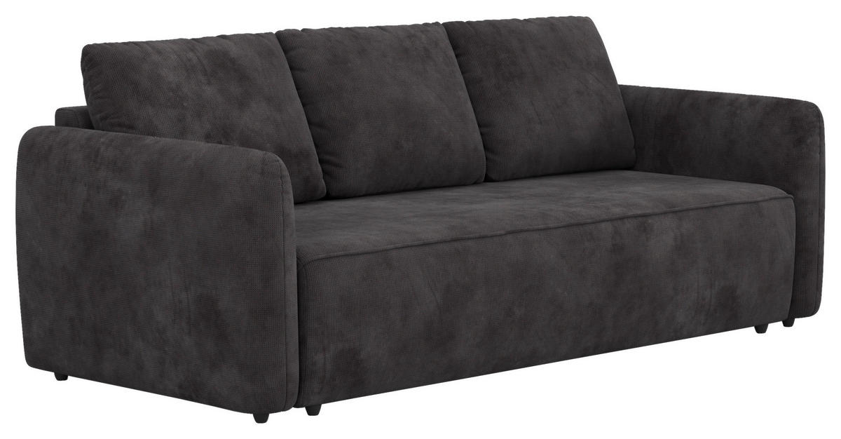 SCHLAFSOFA Chenille Schwarz  - Schwarz, Trend, Kunststoff/Textil (222/89/102cm) - MID.YOU