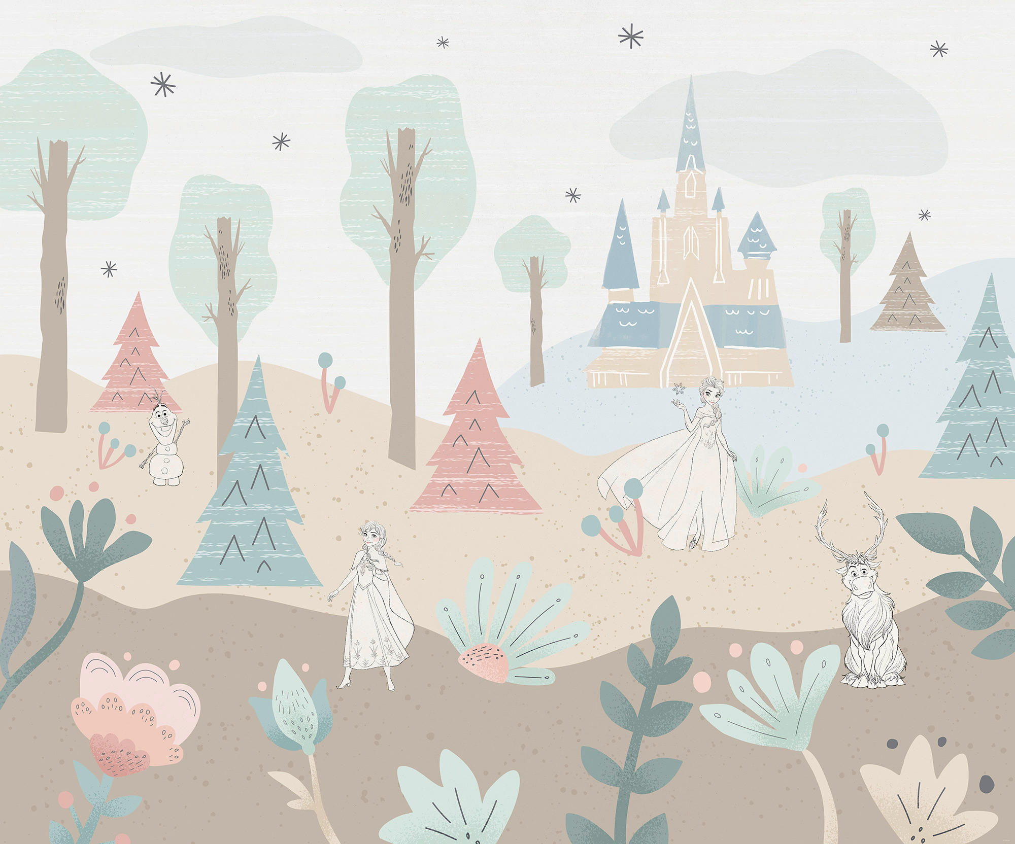 FOTOTAPETE FROZEN CASTLE PLAYGROUND  - Naturfarben, Design, Textil (300/250cm) - Disney