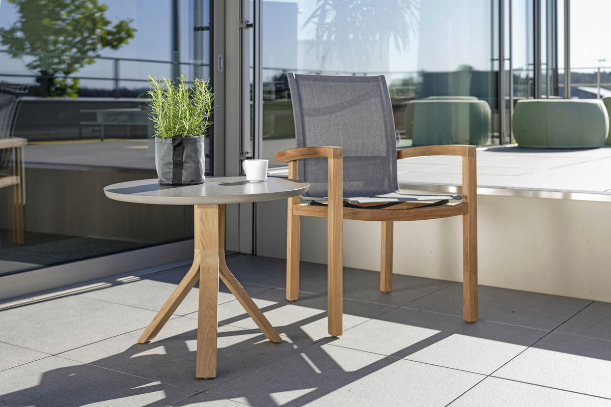 GARTENSESSEL - Grau/Teakfarben, Natur, Holz/Textil (59/93/65cm) - Stern