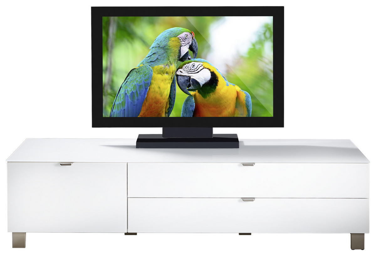 TV-ELEMENT  in 165/41,1/52,2 cm  - Weiss/Edelstahlfarben, Design, Glas/Holzwerkstoff (165/41,1/52,2cm) - Hom`in