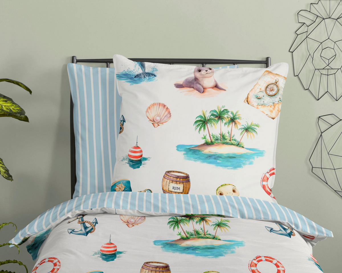 KINDERBETTWÄSCHE Good Morning Renforcé 135/200 cm  - Blau/Multicolor, Design, Textil (135/200cm)