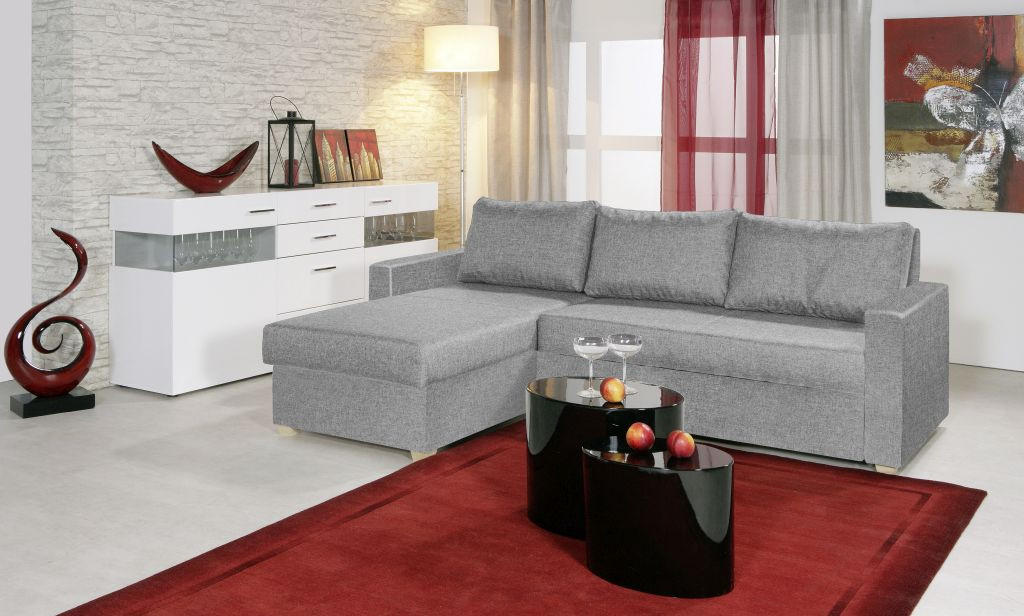 SJEDEĆA GARNITURA drvo, tekstil, drvni materijal  siva   - siva/boje hrasta, Design, drvni materijal/drvo (230/155cm) - Xora