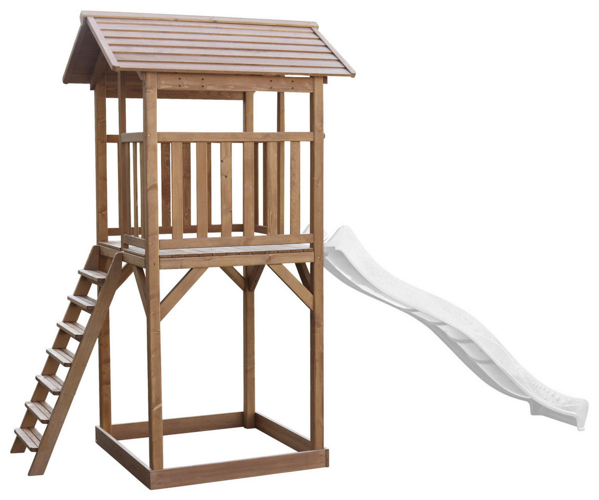 SPIELTURM 111,2/241,9/349 cm  - Braun/Weiß, KONVENTIONELL, Holz/Kunststoff (111,2/241,9/349cm) - Ambia Garden