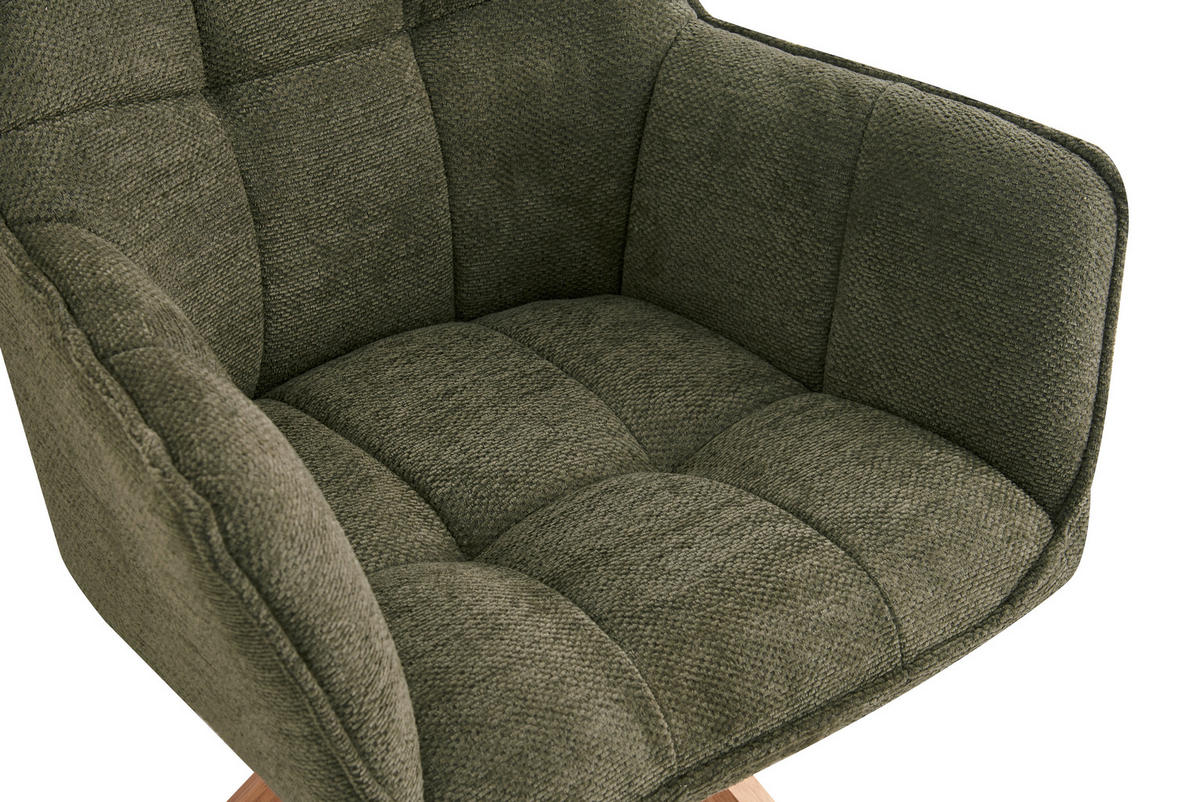 STOLIČKA S PODRÚČKAMI, textilný výplet, zelená - svetlohnedá/zelená, Modern, drevo/textil (63/84/61cm) - MID.YOU