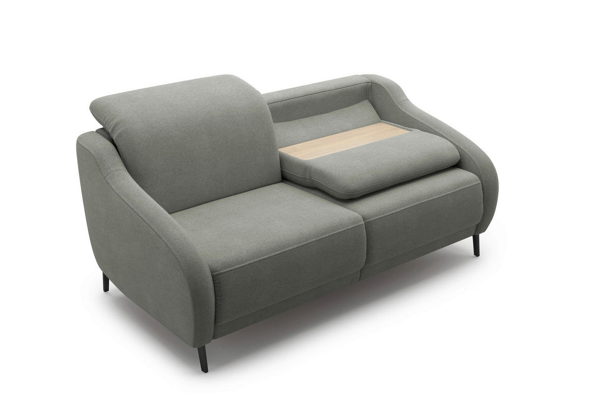 3-SITZER-SOFA Mikrofaser Schlammfarben  - Schlammfarben/Schwarz, MODERN, Textil/Metall (192/93/104cm) - Sit & More