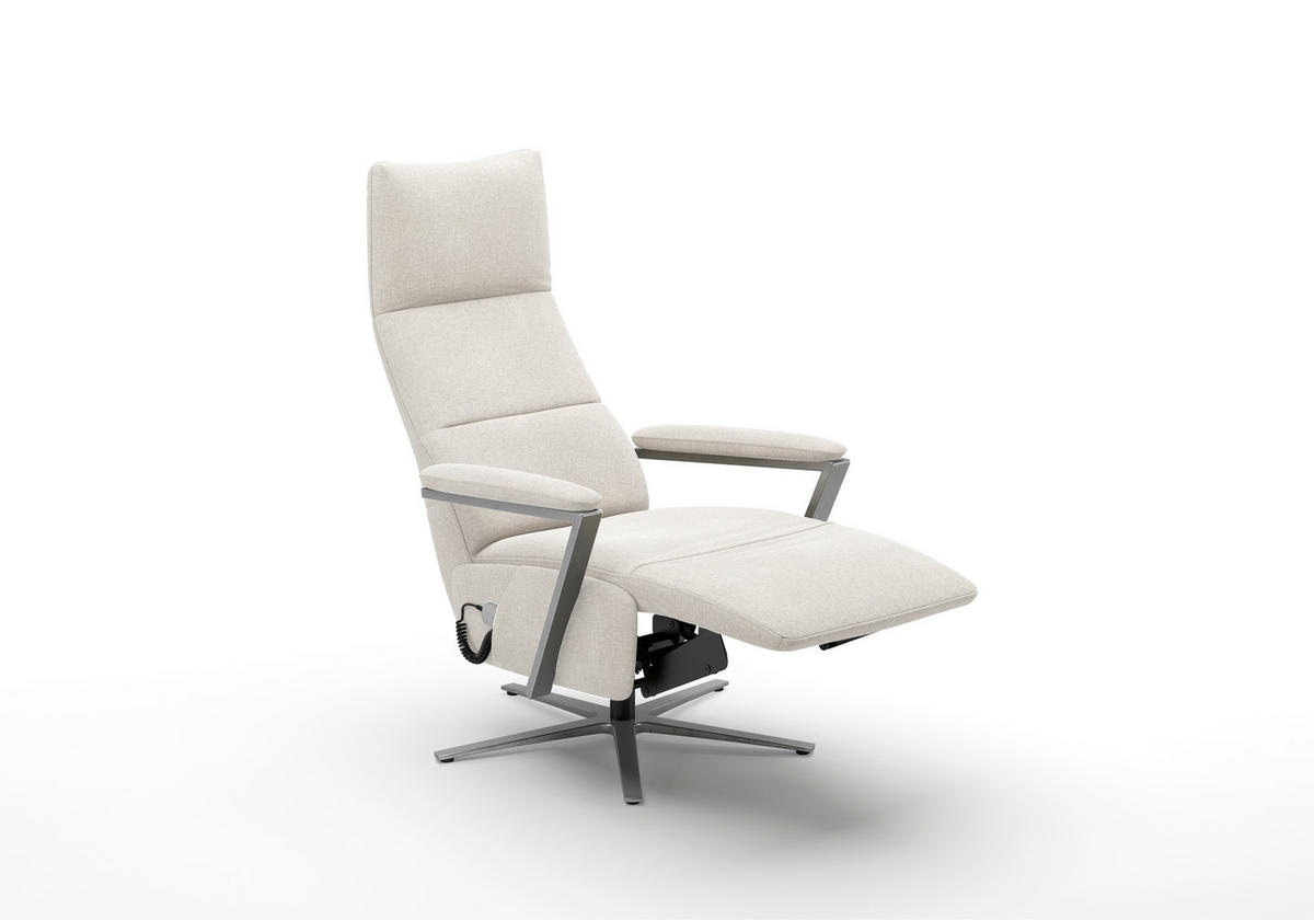 RELAXSESSEL TV VARIO COMFORT E S1 Flachgewebe Kopfteilverstellung, Rücken echt    - Silberfarben/Creme, Basics, Textil/Metall (70/124/85cm) - Sit & More