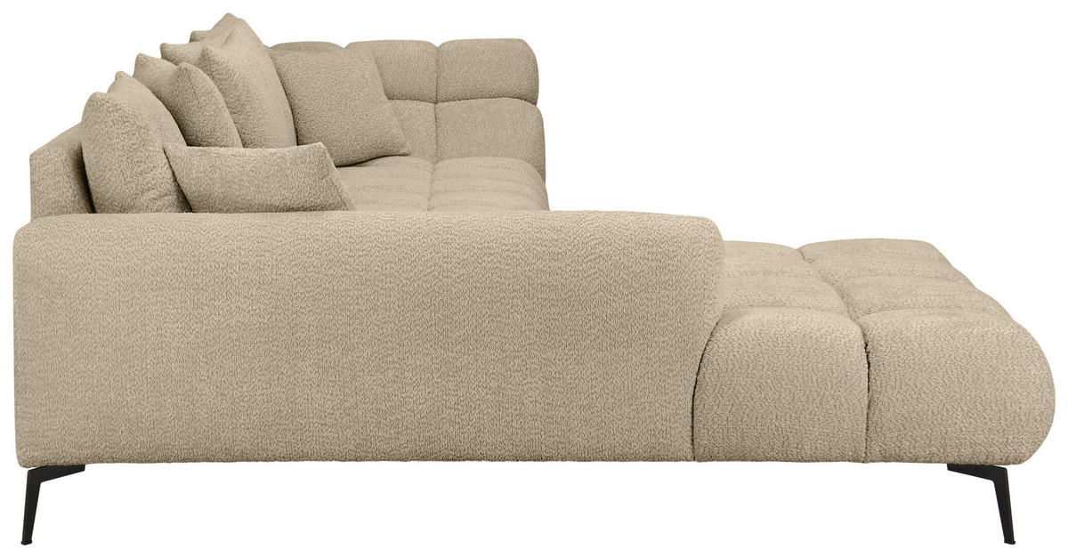 ECKSOFA Taupe Bouclé Zierkissen, Rückenkissen, Rücken echt  - Taupe/Schwarz, MODERN, Textil/Metall (217/318cm) - Carryhome